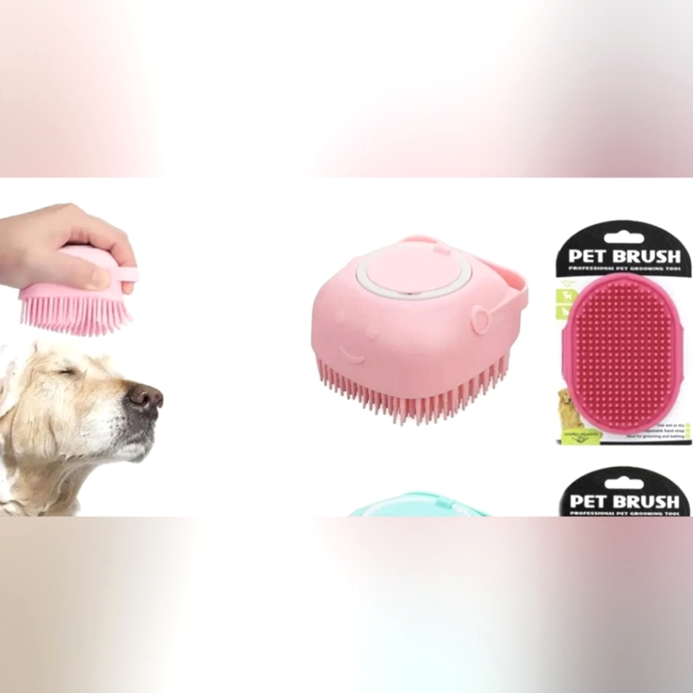 🍎 Nwt 2 PCS Pet Bath Wet & Dry Brush Dog Cat Horse Small Animals Massage